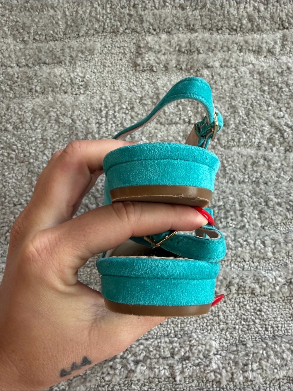 EUC Boden Size 39 Turquoise Suede Slingback Flats - Picture 5 of 8